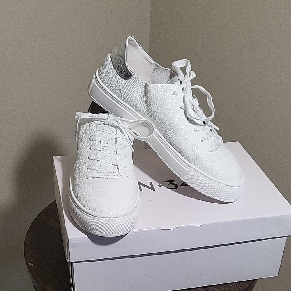 Women's White and SILVER Sneakers